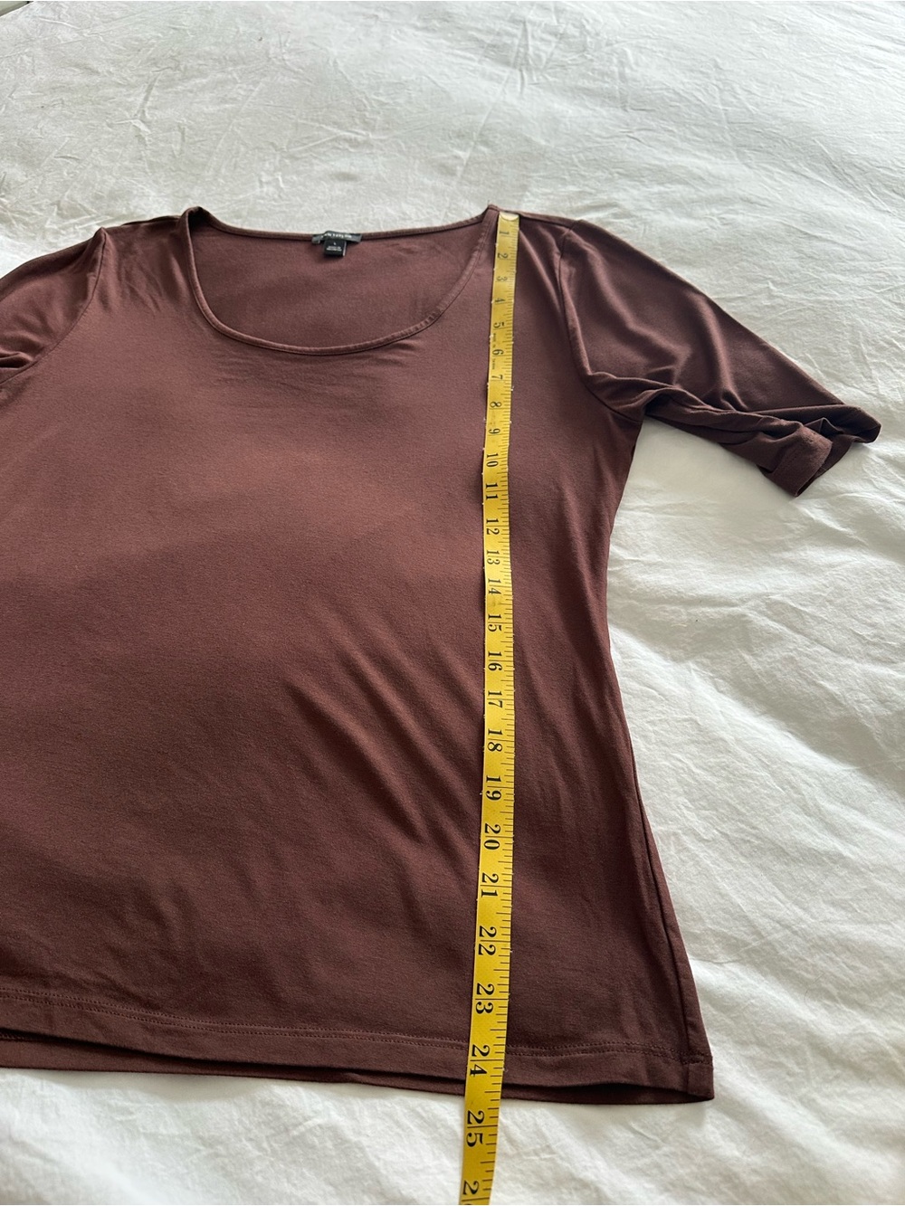 Ann Taylor Scoop Neck Short Sleeve Top - Chocolate Brown, size large - Picture 7 of 9